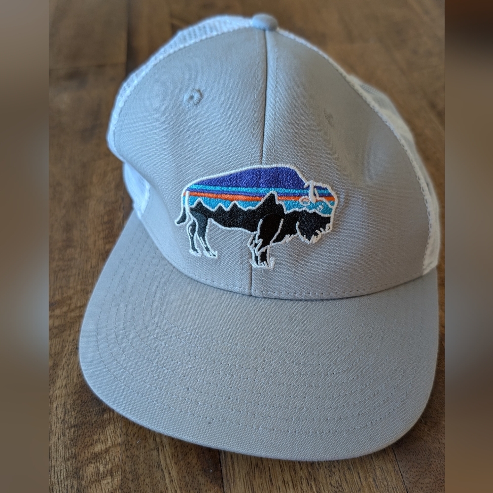 Patagonia Trucker Hat Grey Jackson Hole Buffalo Embroidery